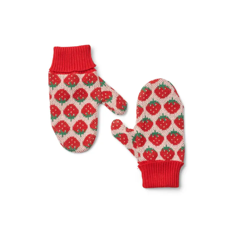 Gebreide wanten Line Mittens – Blossom Pink Berry – 100% katoen – Flöss