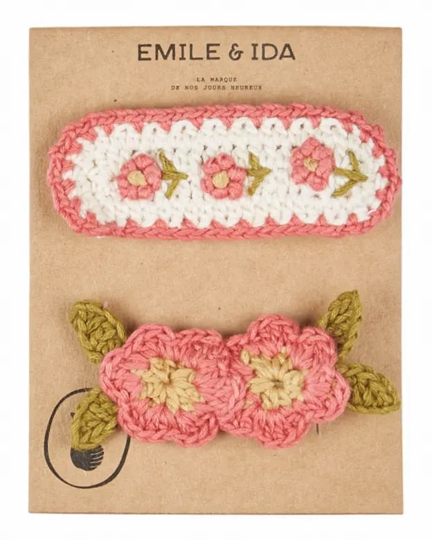 Gehaakte haarknipjes 2-pack – Rose – Emile et Ida