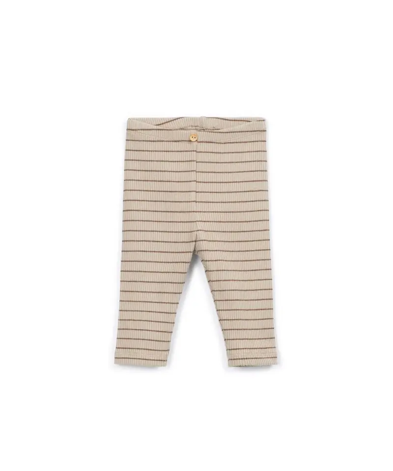 Geribde legging met strepen - Katoen & modal - Tufting - Play Up