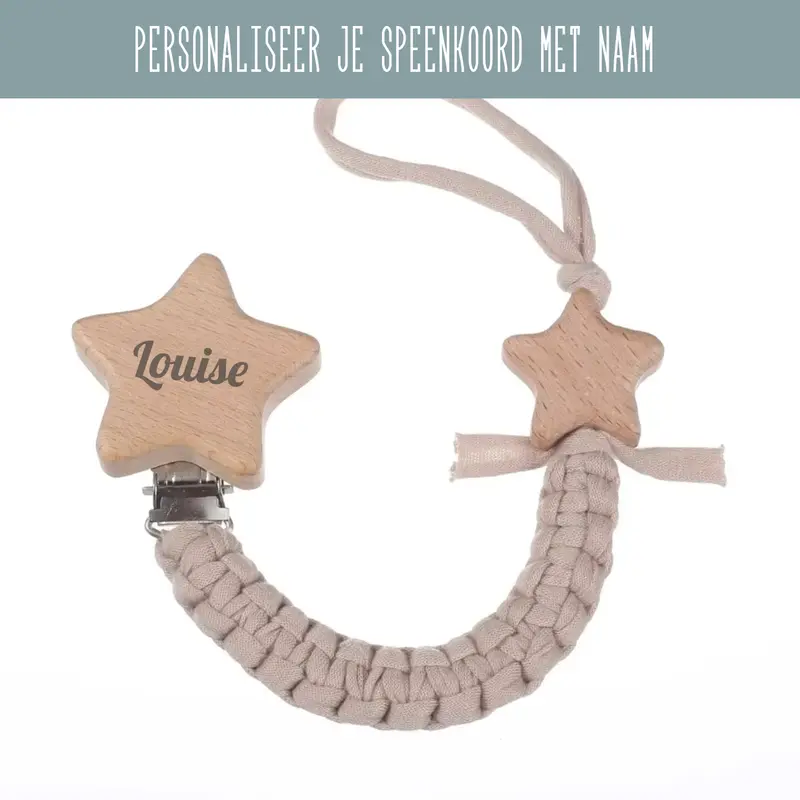 Gevlochten Speenkoord met Sterren (8 kleuren)