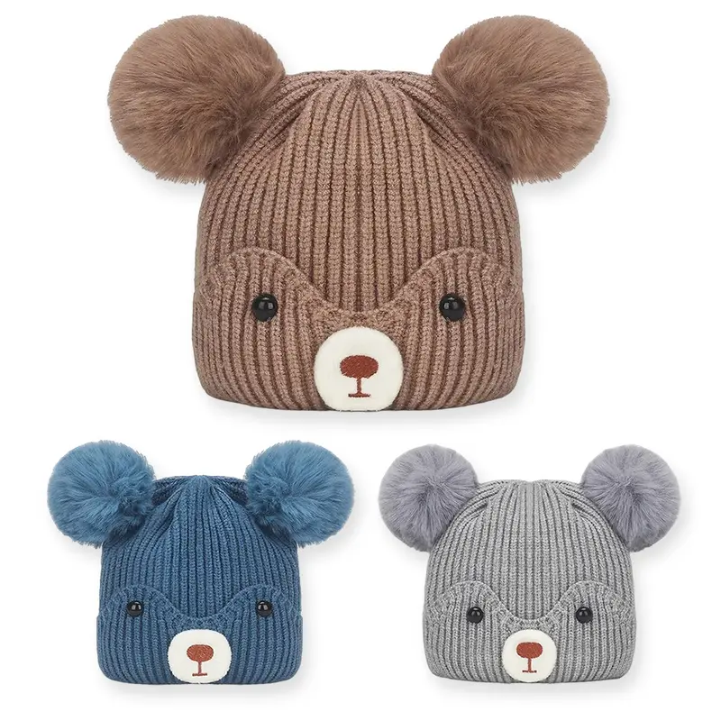 Gevoerde Berenmuts met Pompons (3 kleuren)