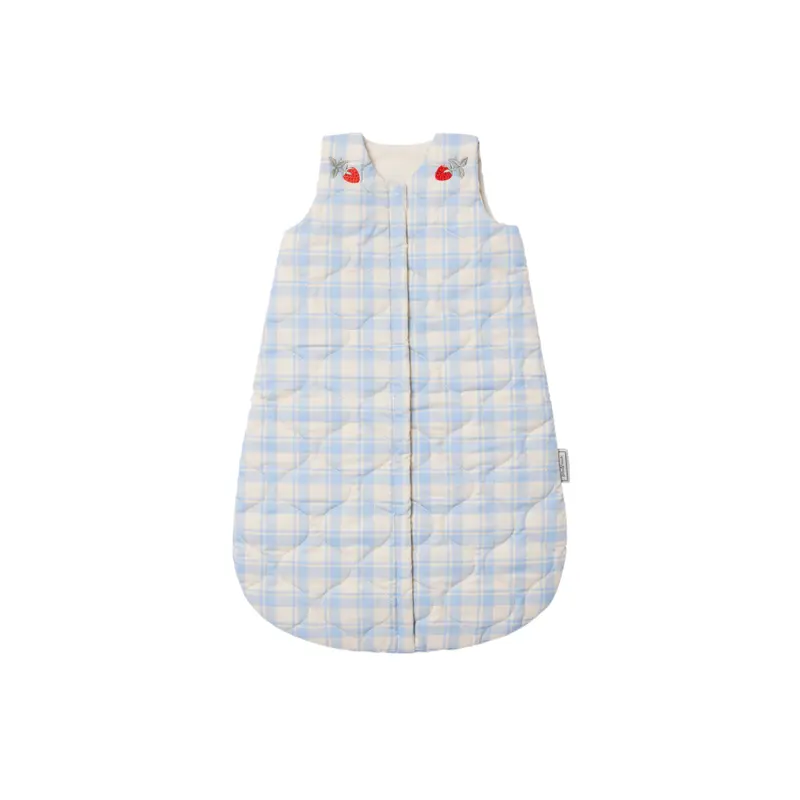 Gewatteerde Slaapzak - Plaid Sky Blue - Biologisch katoen - Garbo&Friends