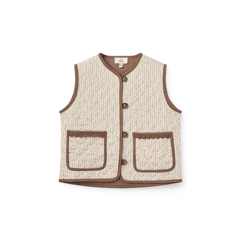 Gilet doorgestikt met kant - Sand Flower Print - Katoen - Copenhagen Colors
