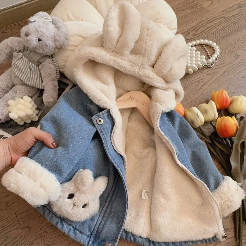 Girls Bunny Denim Coat – Warm & Comfort – Children's Jacket