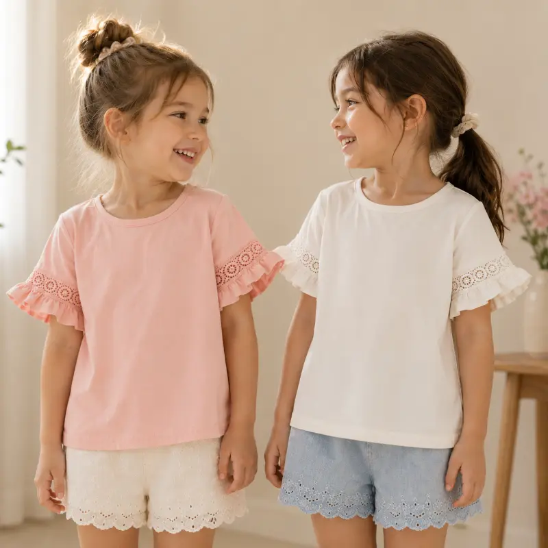 Girls Trumpet Sleeve Top – Elegance & Comfort – Lace Sleeves