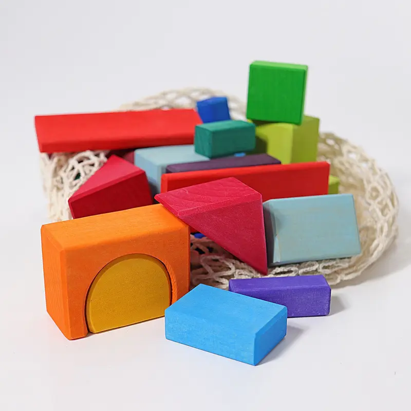Grimms Renkli 30 Geometrik Waldorf Blok
