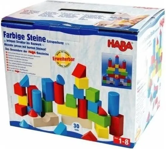HABA Set gekleurde houten bouwstenen