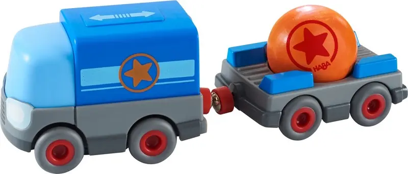 HABA Vrachtwagen met aanhangwagen op batterijen Kullerbü