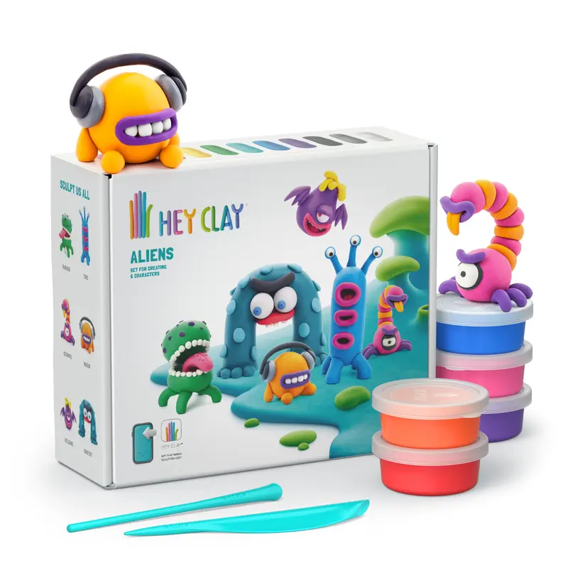 Hey Clay Aliens set - 15 potjes boetseerklei