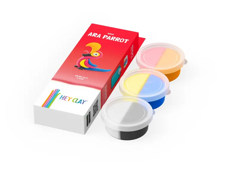 Hey Clay Ara Parrot - Ara Papegaai - 3 potjes boetseerklei