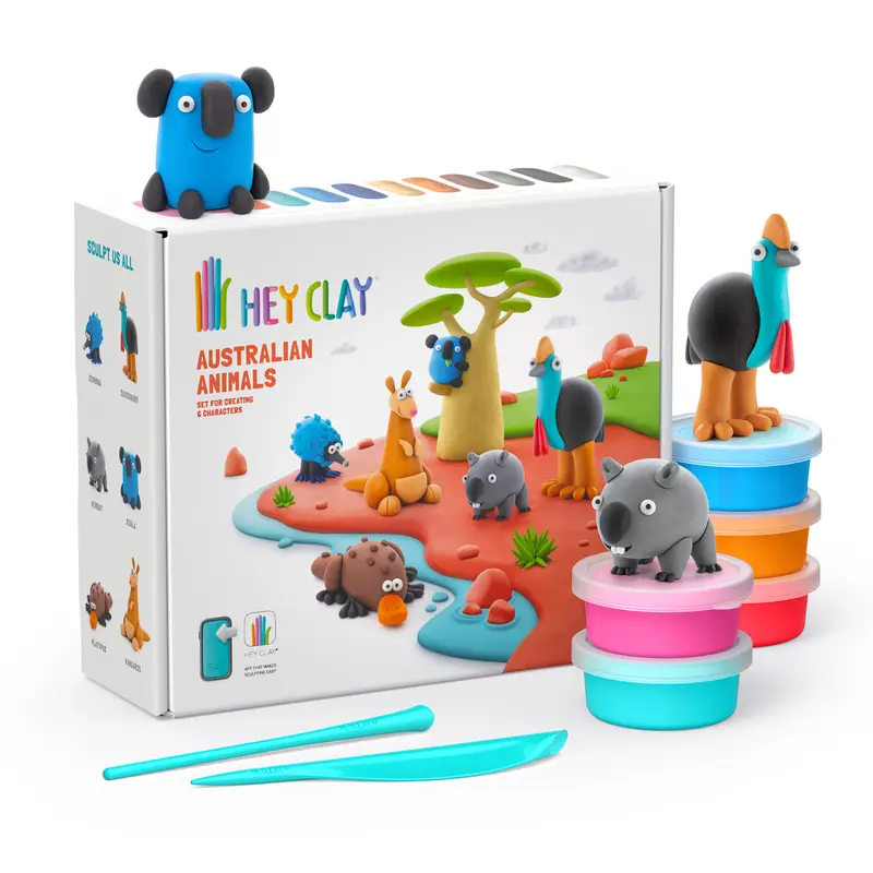 Hey Clay Australian Animals - Australische Dieren - 15 potjes boetseerklei