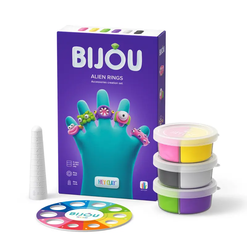 Hey Clay Bijou Rings Aliens - Alien ringen in 6 kleuren boetseerklei