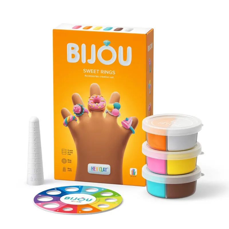 Hey Clay Bijou Rings Sweet - Snoepjes ringen in 6 kleuren boetseerklei