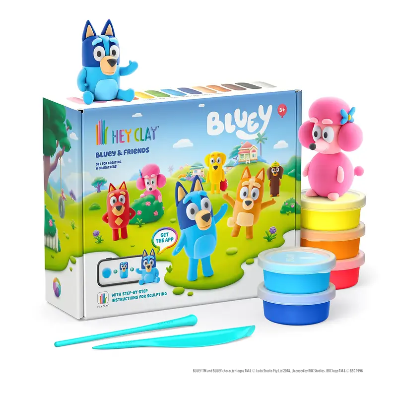Hey Clay Bluey & Friends - 15 potjes boetseerklei