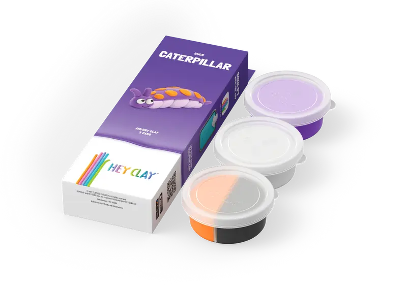Hey Clay Caterpillar - Rups - 3 potjes boetseerklei