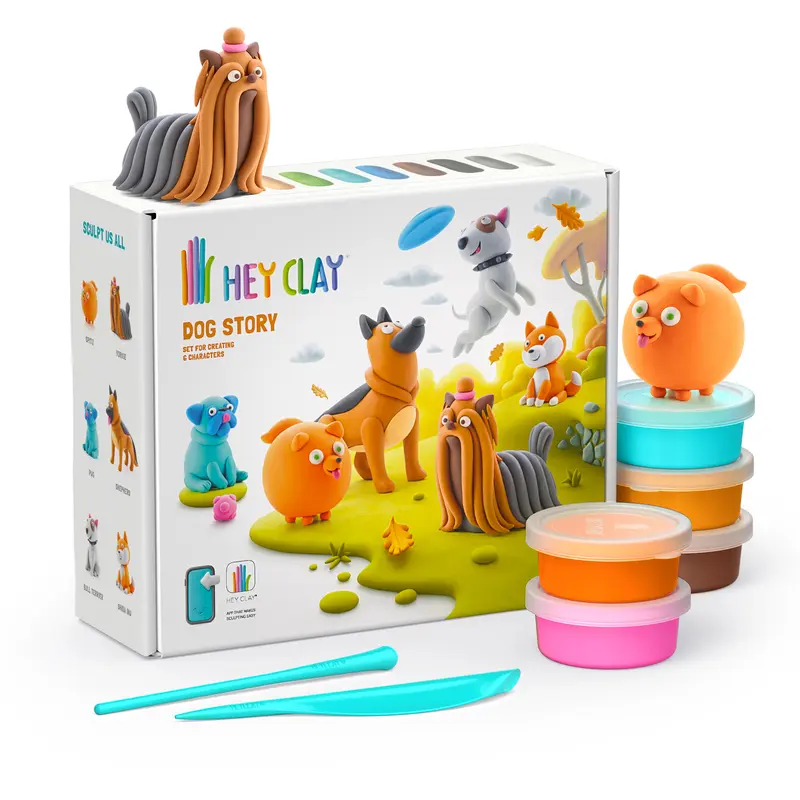 Hey Clay Dog Story - Honden verhalen - 15 potjes boetseerklei