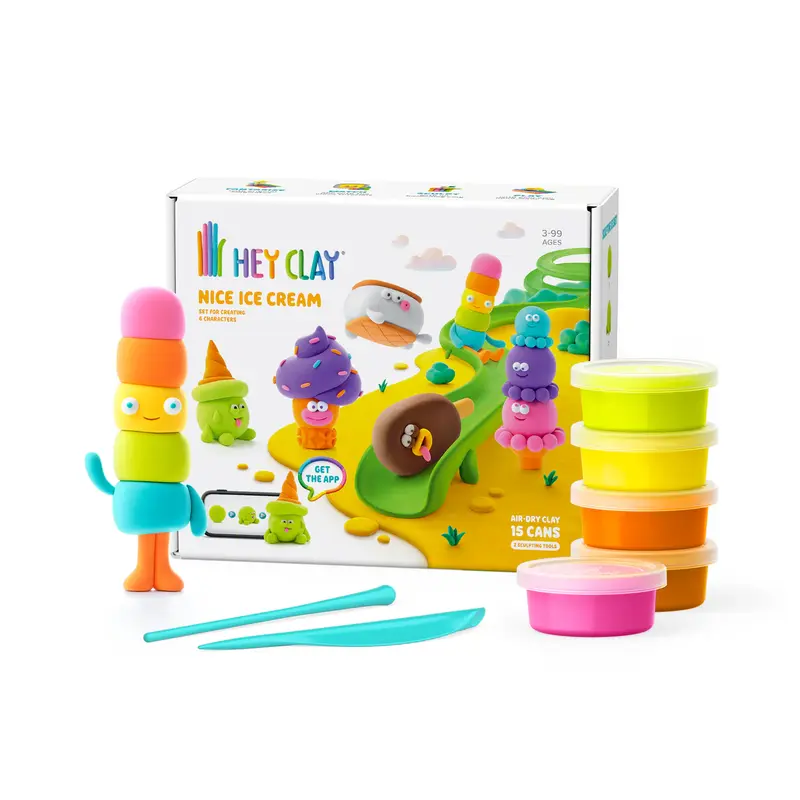 Hey Clay Nice Ice Cream - 15 potjes boetseerklei