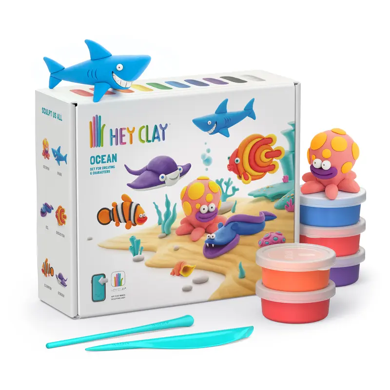 Hey Clay Ocean Animals - Oceaan dieren set - 15 potjes boetseerklei
