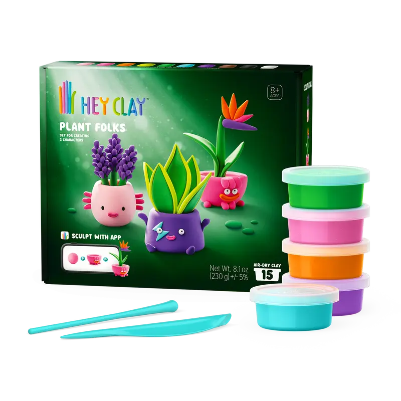 Hey Clay Plant Folks  - Plantenvriendjes met 15 potjes boetseerklei