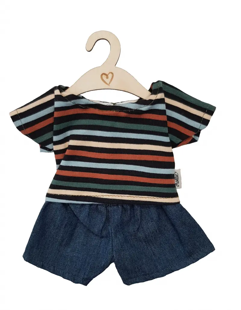 Hollie poppensetje met jeansbroekje stripes