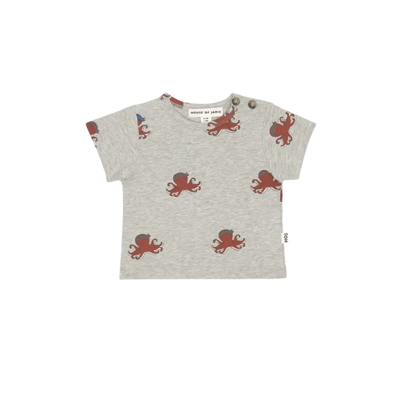 House of Jamie baby T-shirt stone octopus