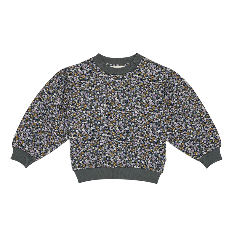 House of Jamie Balloon Sweater Dark Slate Ditsy Floral