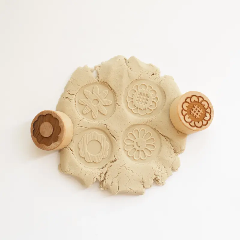 Houten stempel - Dubbelzijdig - Bloemen 2stuks