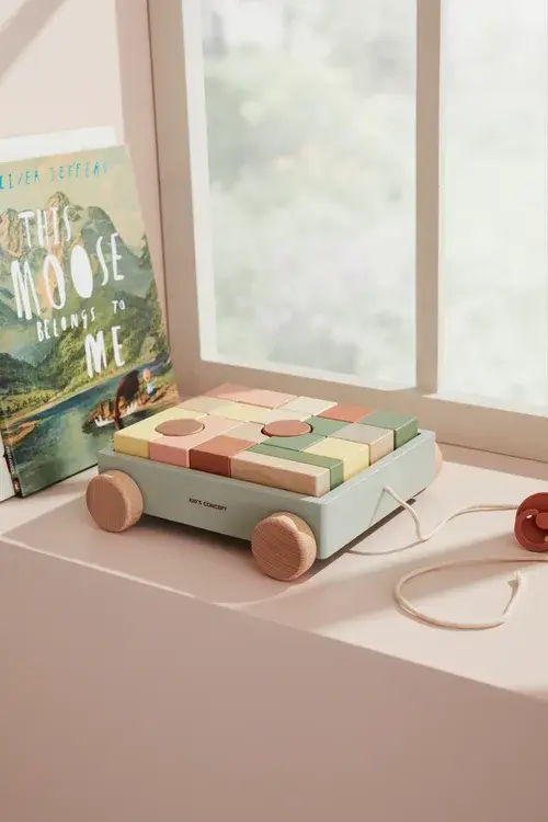 Houten Trekwagen met Blokken - 21 delige set - Kid's Concept