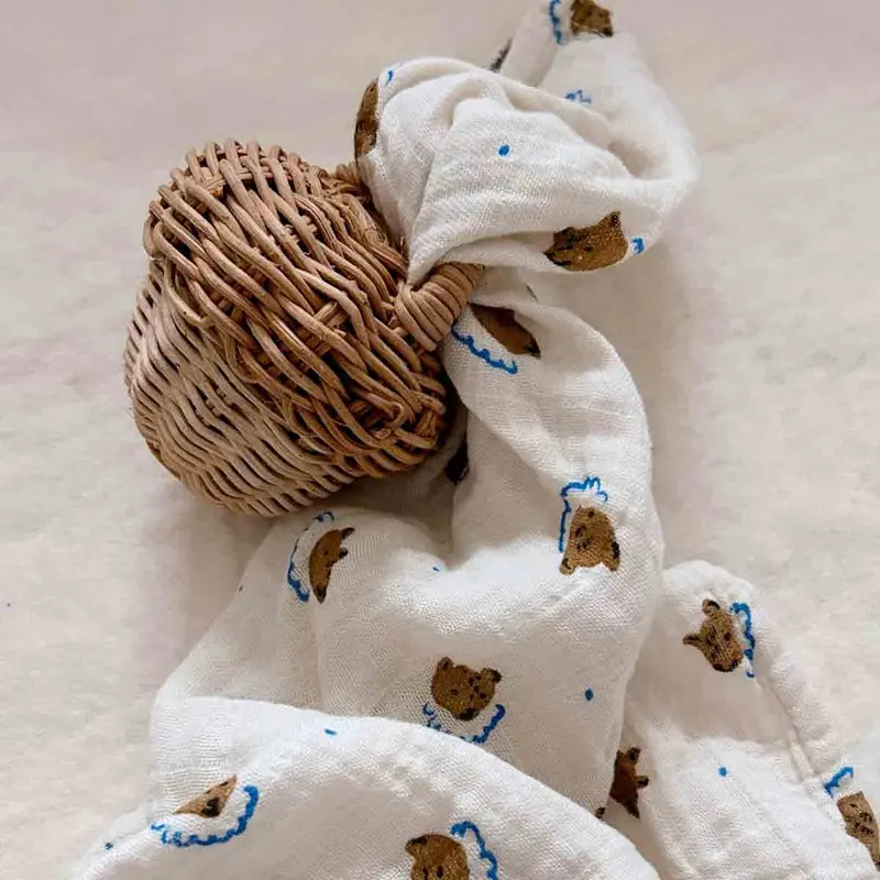 Hydrofiele doek Bianca - Teddy/beertjes print - Mousseline katoen - Rose in April