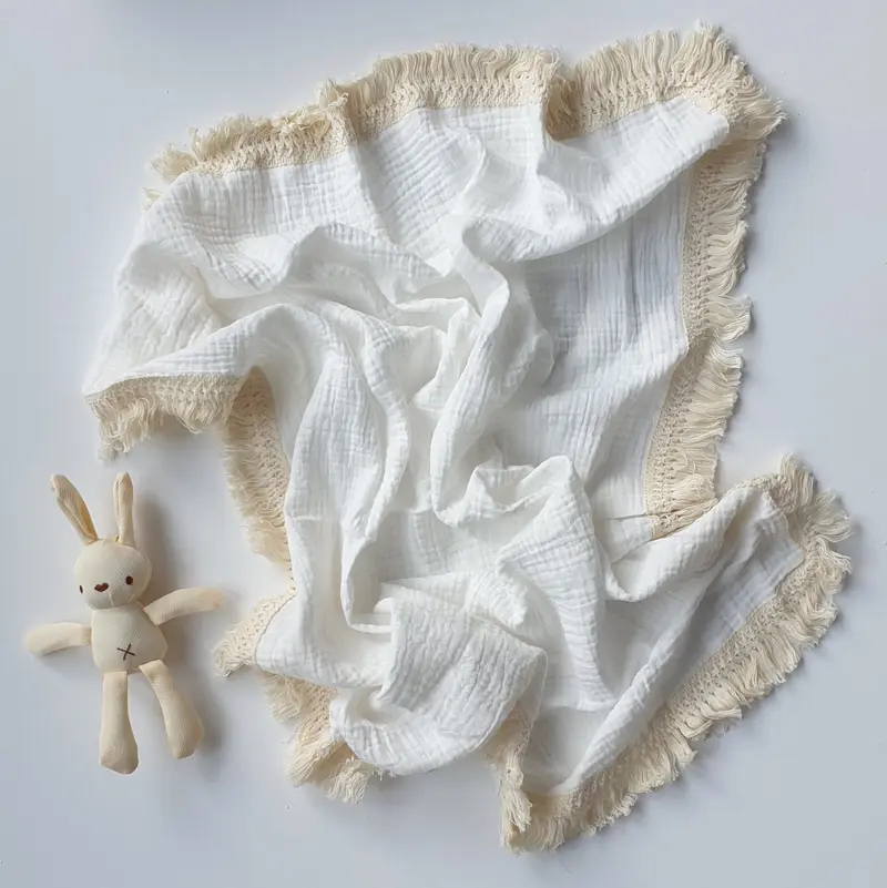 Hydrofiele Doek met Franje (65x80 cm) - Wit