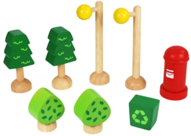 I'm Toy Houten Straatset – 8-delig voor Treinbaan & Poppenhuis