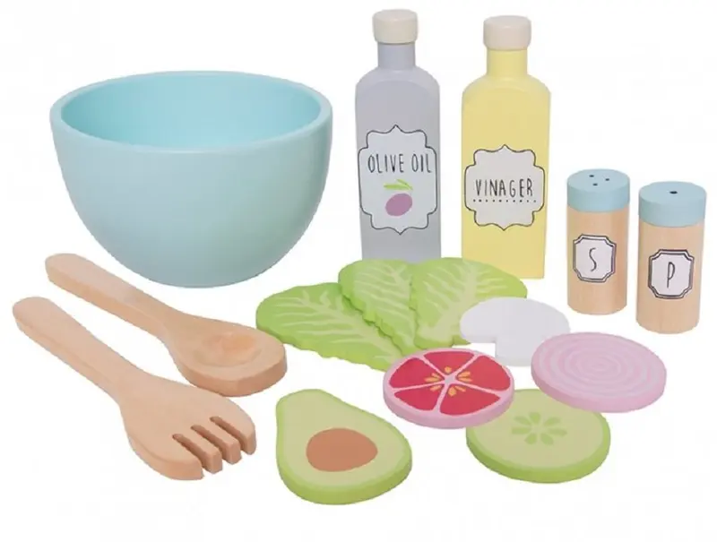 JaBaDaBaDo Houten Salade Speelset – 15-delig | Jaba Kitchen