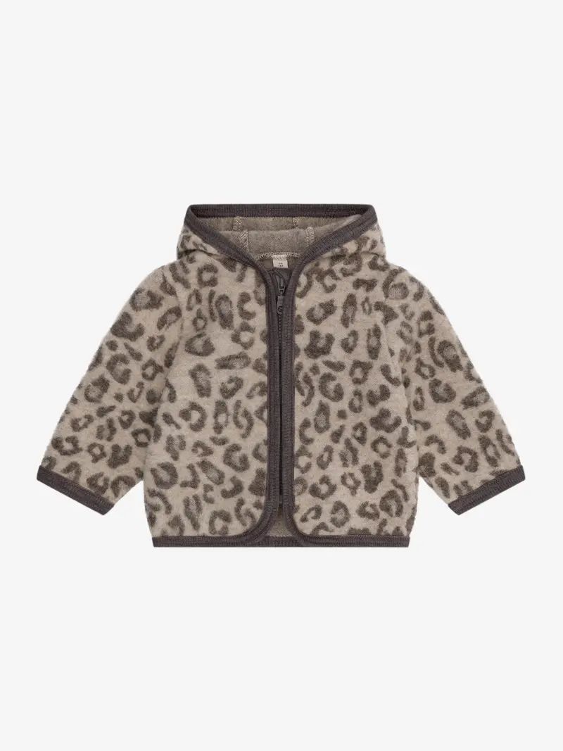 Jasje van merino wool fleece - Jacquard/Panterprint - Camel Melange - 100% wol - HUTTEliHUT
