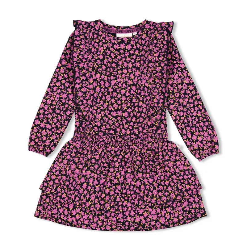 Jubel Jurk ruches AOP - Flowers For Life Marine
