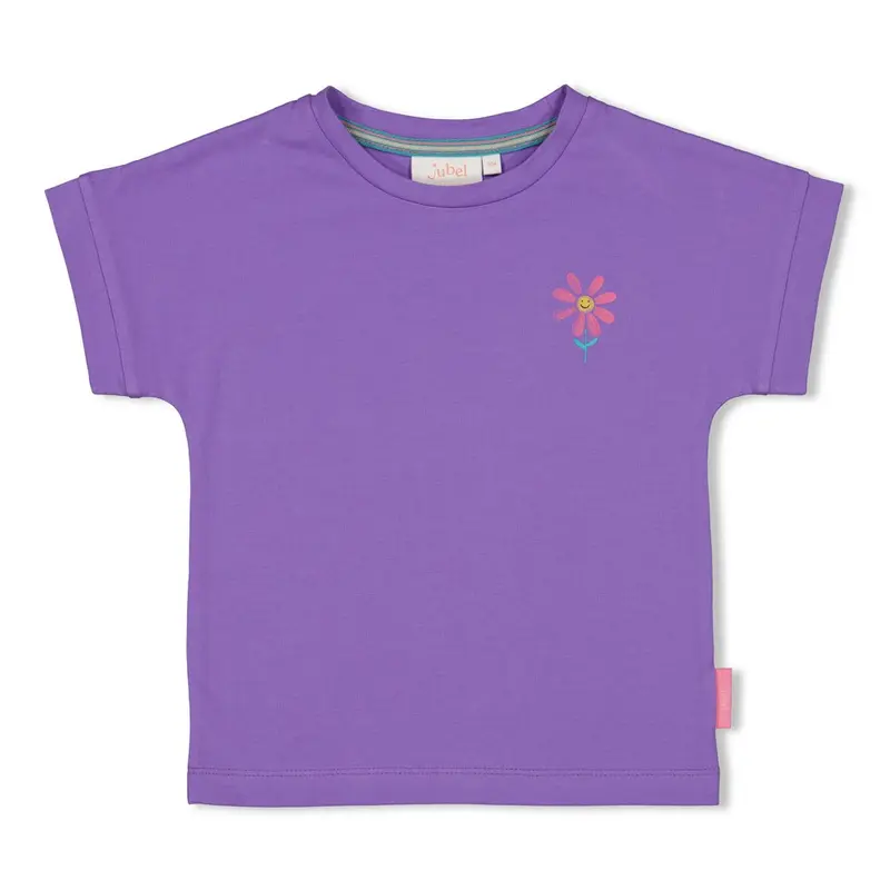Jubel T-shirt met backprint Paars - Rolling into Spring