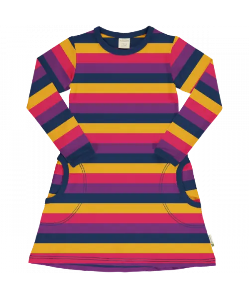 Jurk / Dress LS Stripes Purple - Maxomorra