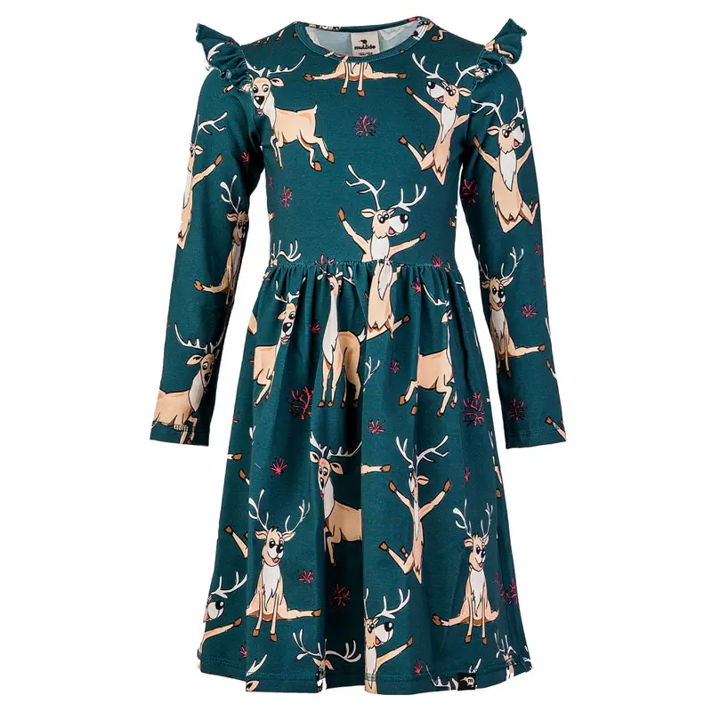 Jurk / Dress Reindeer Green - Mullido