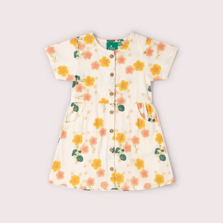 Jurk / Flora Button Through Short Sleeve Dress - Little Green Radicals