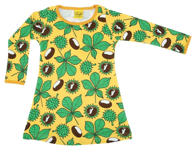 Jurk / Long Sleeve Dress Chestnut Daffodil Yellow - Duns Sweden