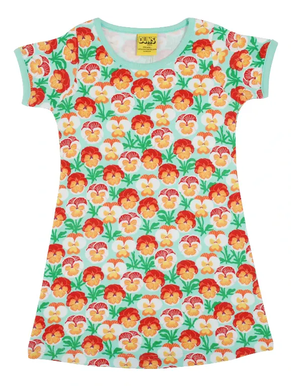 Jurk / Short Sleeve Dress Pansy Beach Glass - Duns Sweden