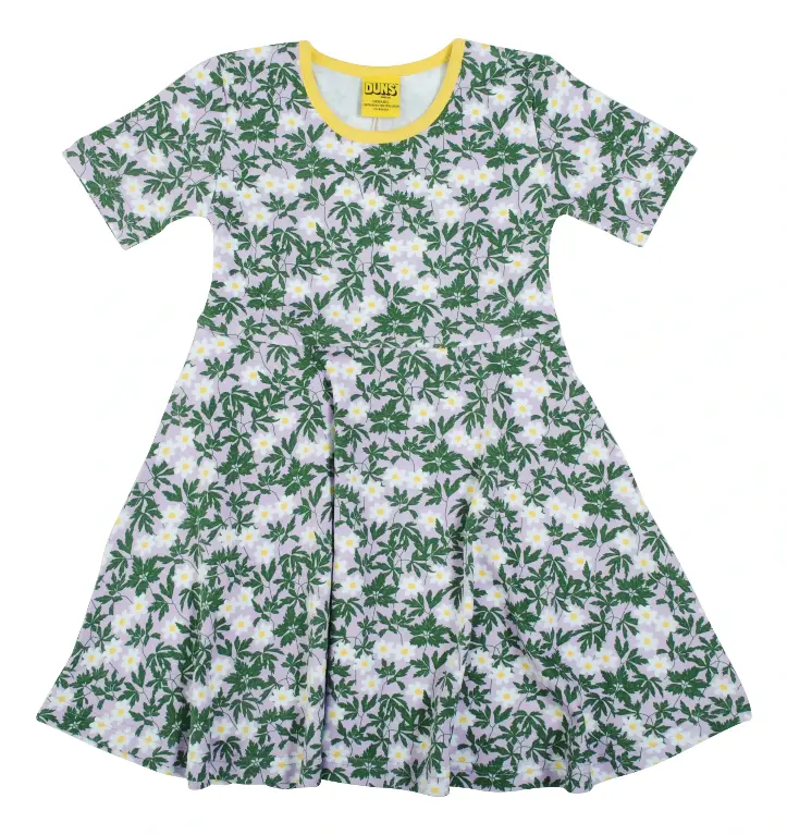 Jurk / Short Sleeve Skater Dress Wood Anemone Viola - Duns Sweden