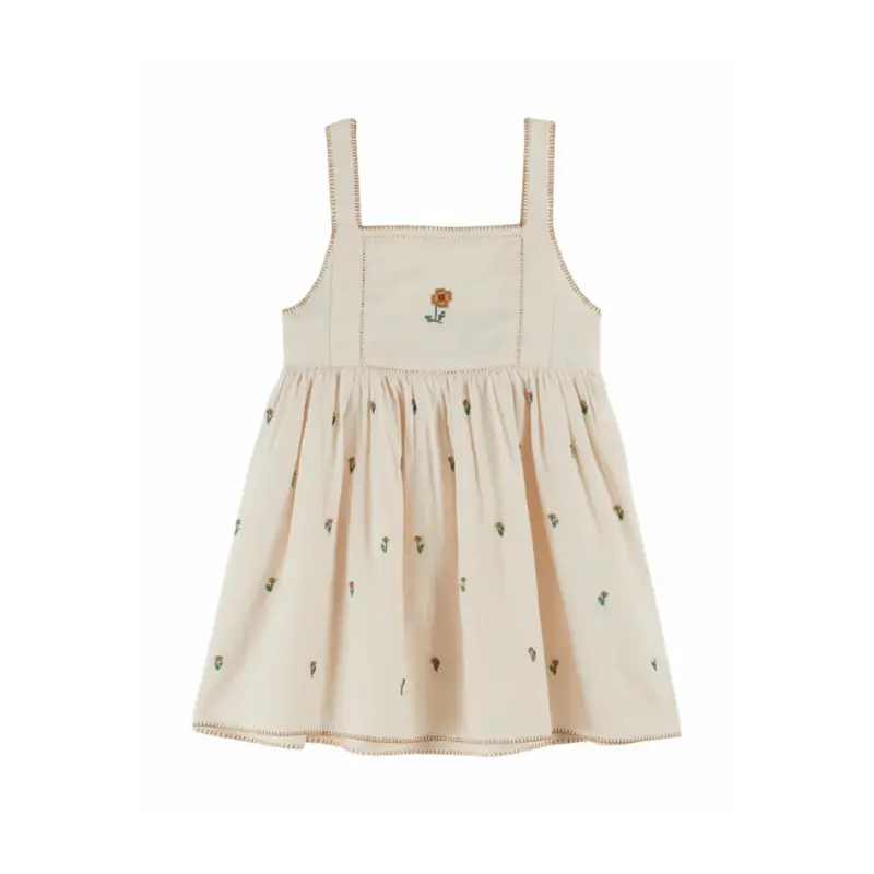 Jurkje met borduursel - Robe Brodee - Biologisch katoen - Creme - Emile et Ida
