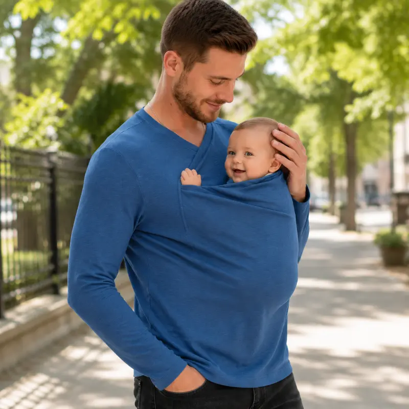 Kangaroo Pocket Shirt – Comfortable & Convenient – Men's T-Shirt Baby Carrier