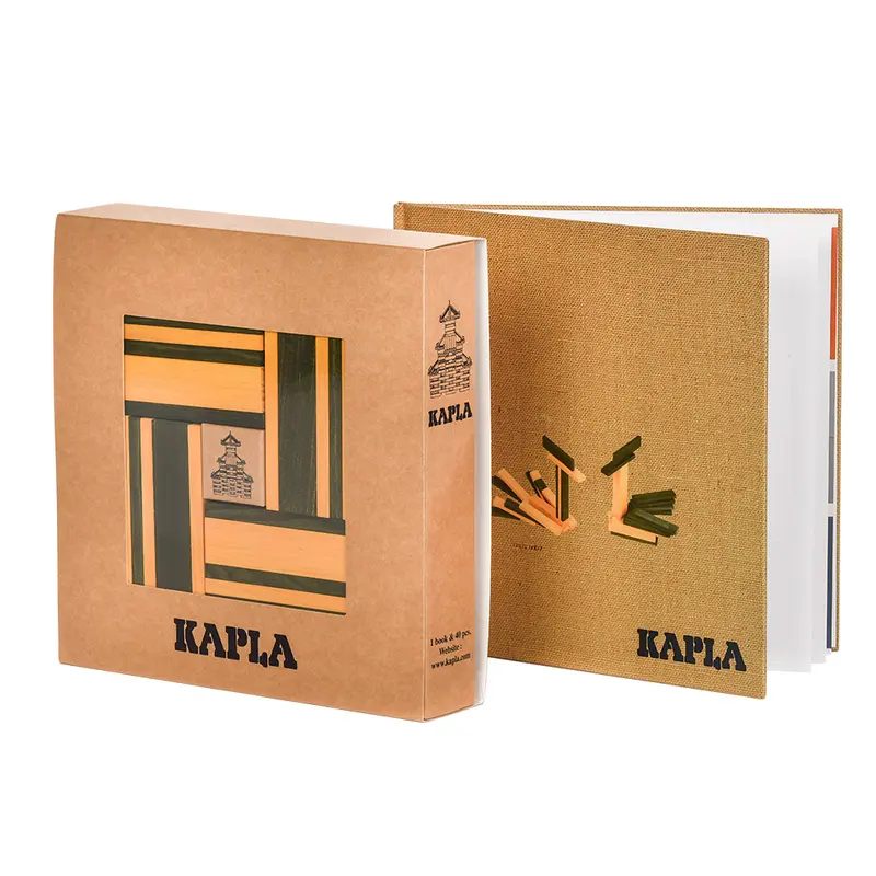 Kapla Doos met 40 plankjes (groen/geel) + boek