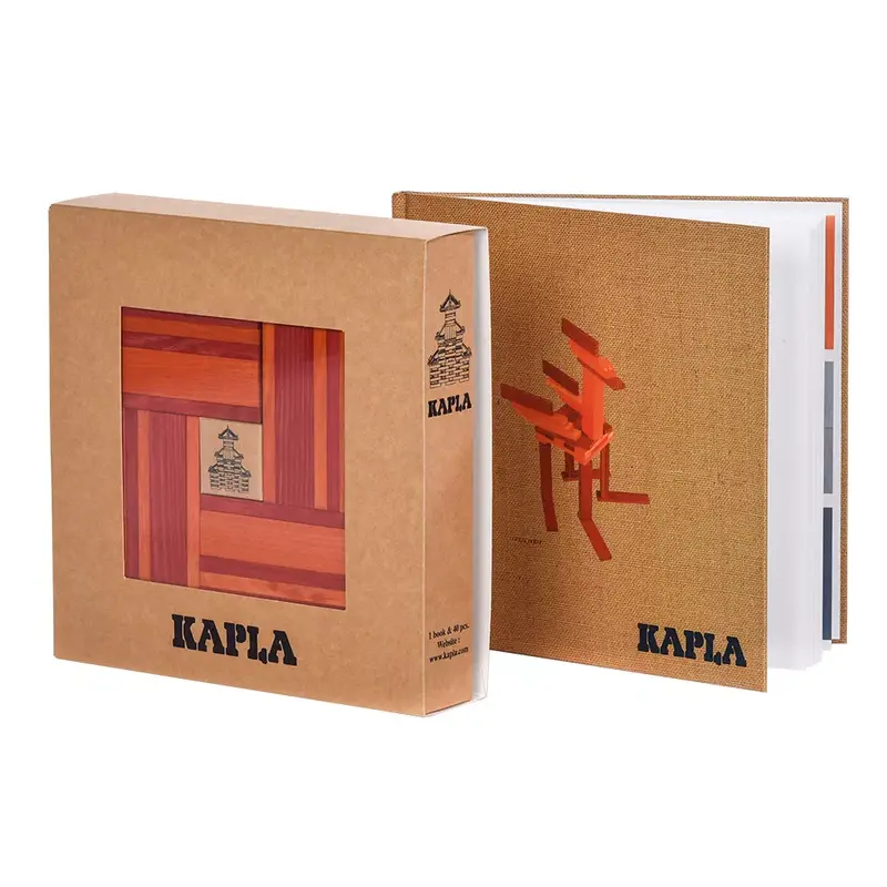 Kapla Doos met 40 plankjes (rood/oranje) + boek