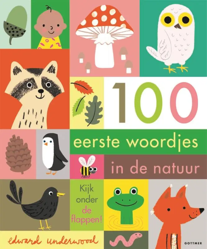 KartonBoek met Flapjes - 100 Eerste Woordjes in de Natuur - Edward Underwood