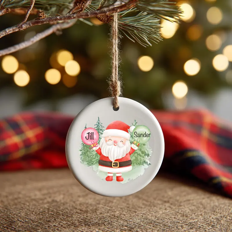 Keramische kerstbal - kerstman met namen
