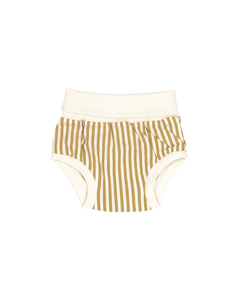 Khaki & raw stripes baby short SayPlease