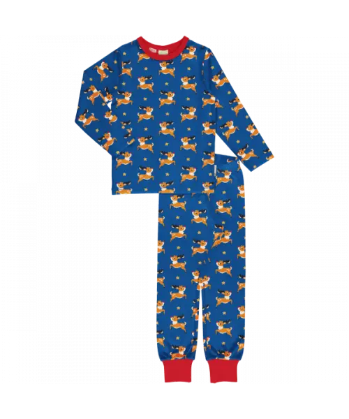 Kids Pyjama Set LS Reindeer - Maxomorra