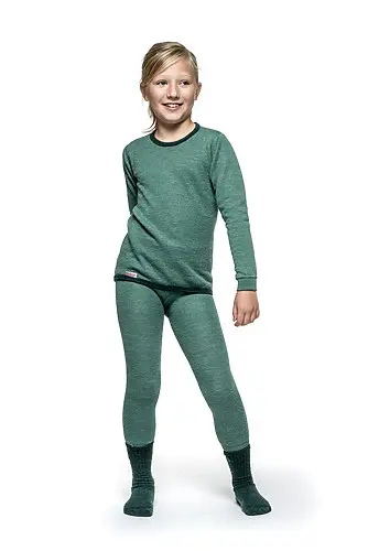 Kids thermo longsleeve / Crewneck 200 Lake Green - Woolpower